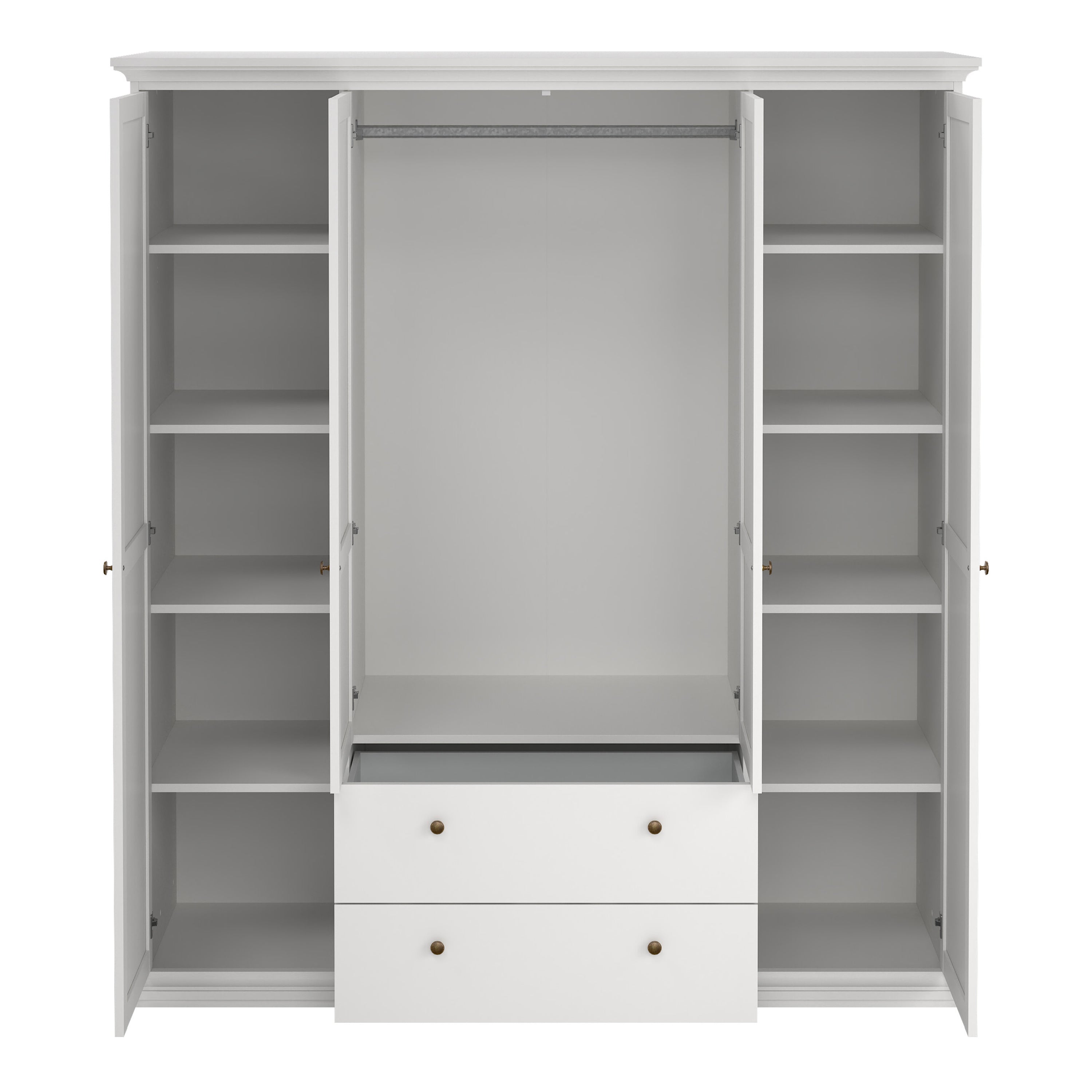 Primrose Wardrobe with 4 Doors and 2 Drawers in White