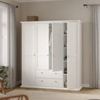 Primrose Wardrobe with 4 Doors and 2 Drawers in White