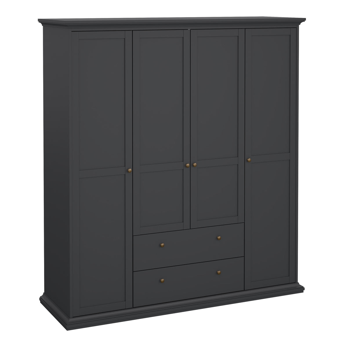 Primrose Wardrobe with 4 Doors and 2 Drawers in Matt Grey