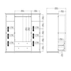 Primrose Wardrobe with 4 Doors and 2 Drawers in Matt Grey