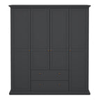 Primrose Wardrobe with 4 Doors and 2 Drawers in Matt Grey