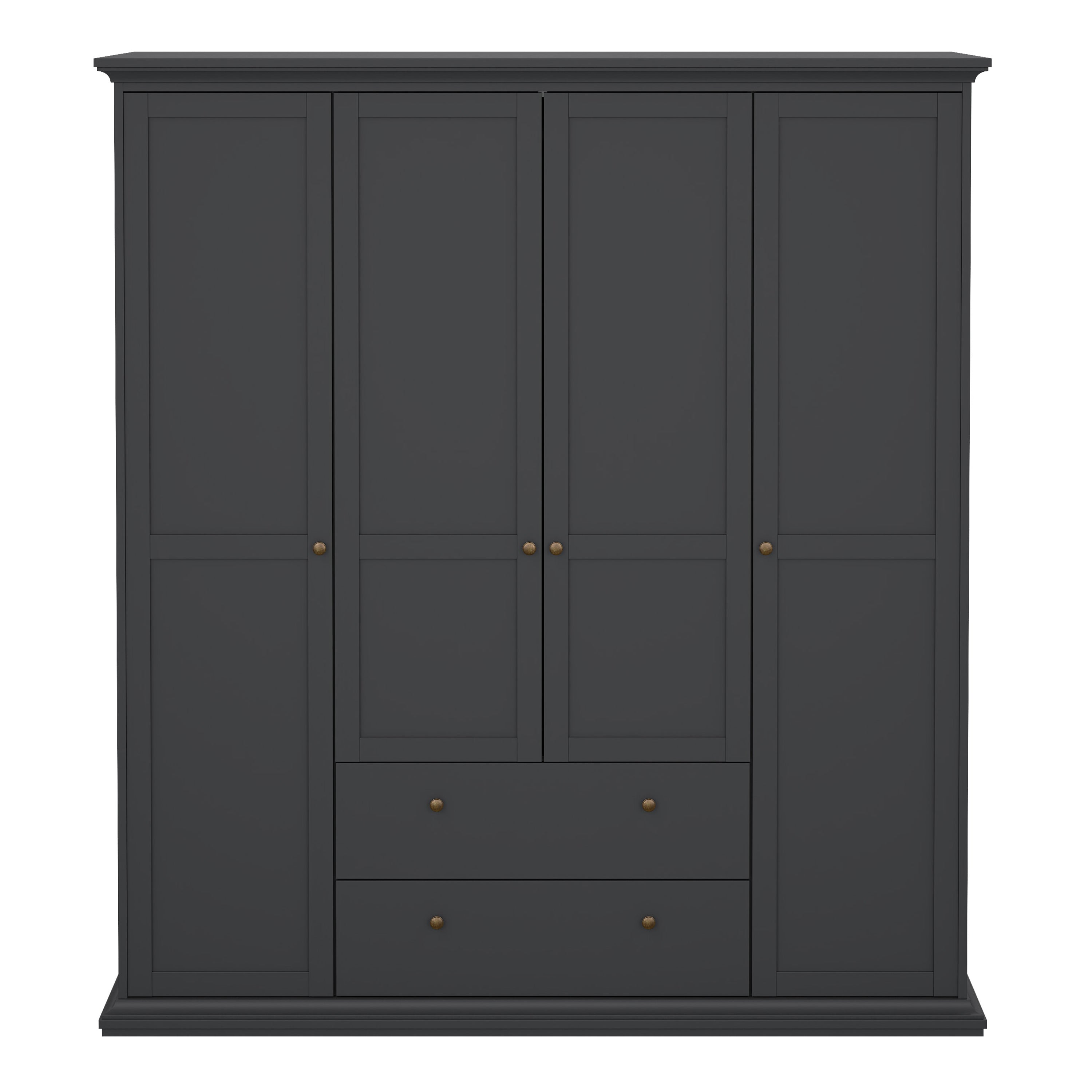 Primrose Wardrobe with 4 Doors and 2 Drawers in Matt Grey