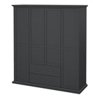 Primrose Wardrobe with 4 Doors and 2 Drawers in Matt Grey