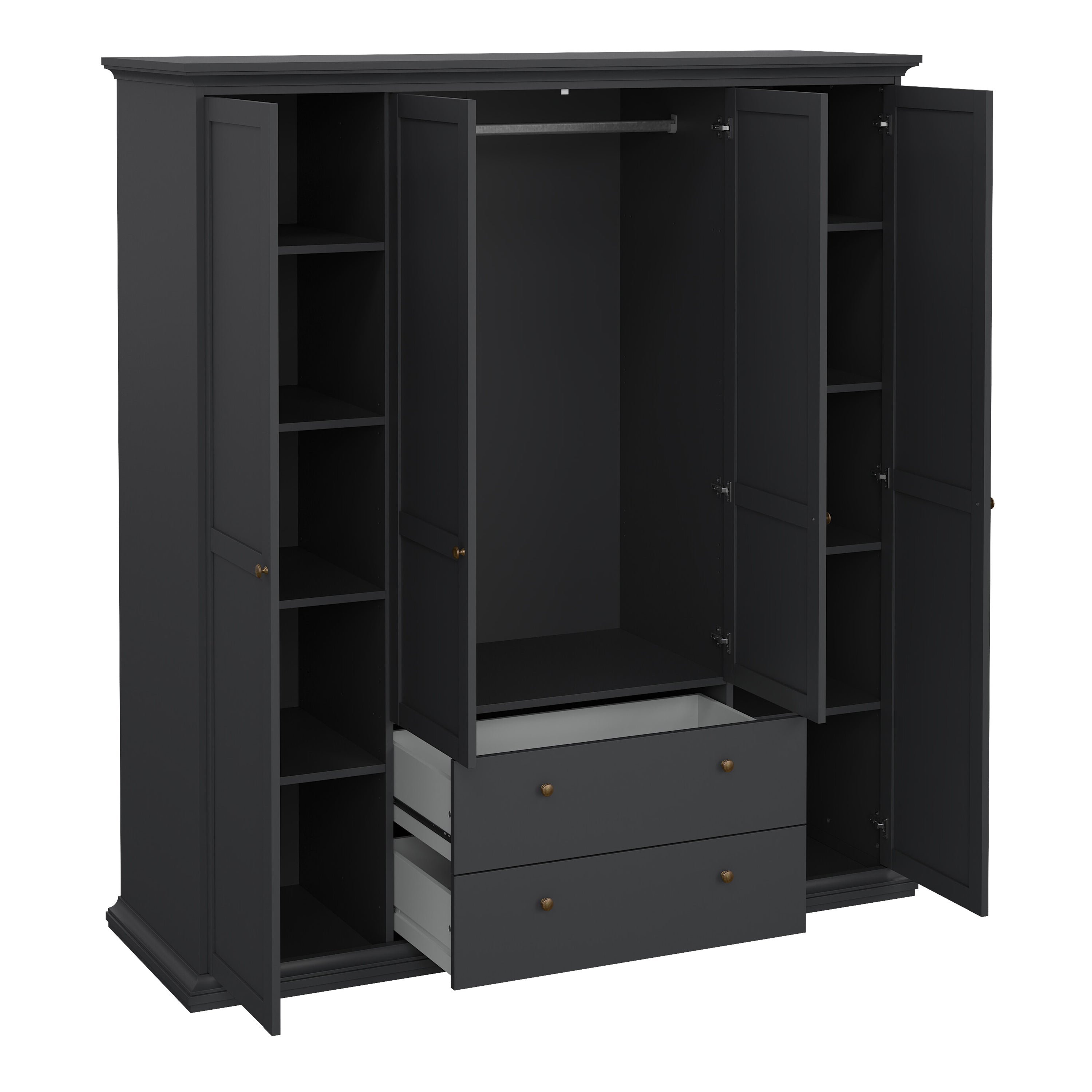 Primrose Wardrobe with 4 Doors and 2 Drawers in Matt Grey