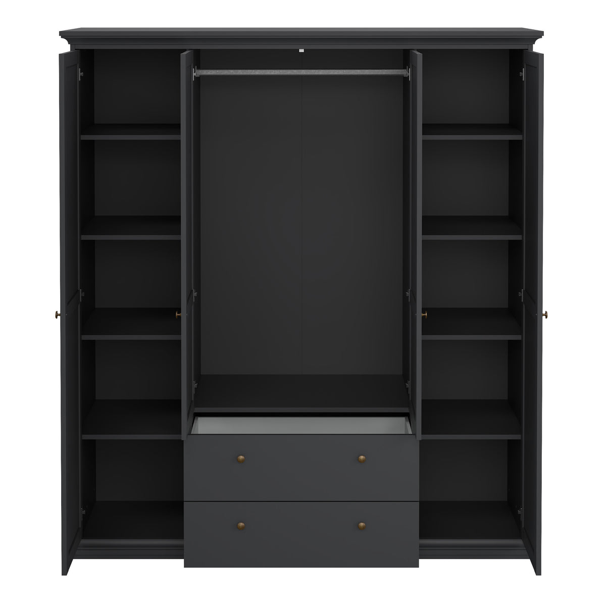 Primrose Wardrobe with 4 Doors and 2 Drawers in Matt Grey