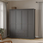 Primrose Wardrobe with 4 Doors and 2 Drawers in Matt Grey