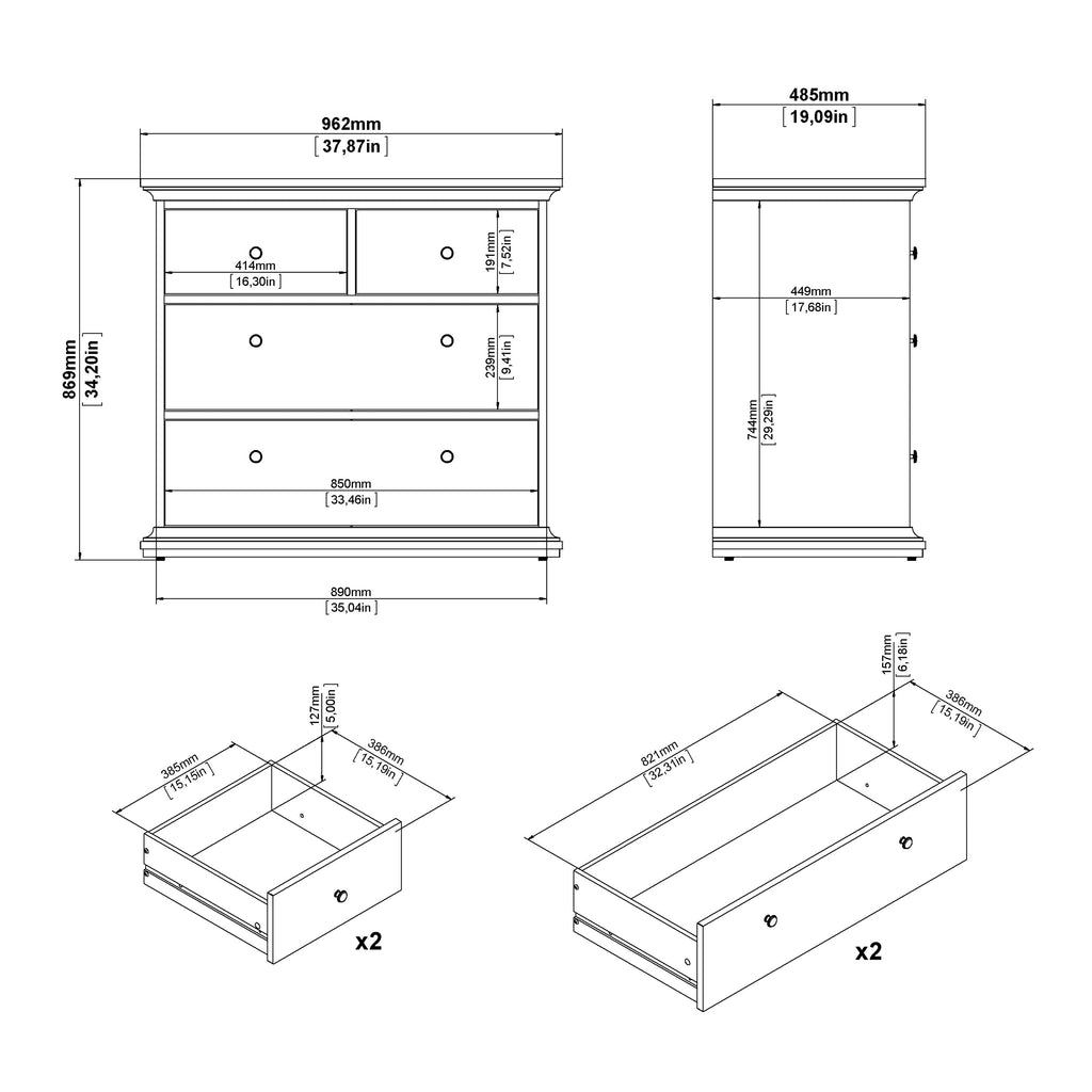 Primrose Chest of 4 Drawers in White