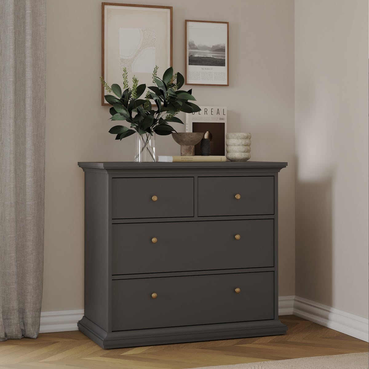Primrose Chest of 4 Drawers in Matt Grey
