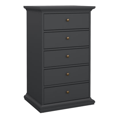 Primrose Chest 5 Drawers in Matt Grey