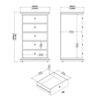 Primrose Chest 5 Drawers in Matt Grey