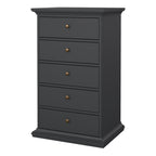 Primrose Chest 5 Drawers in Matt Grey