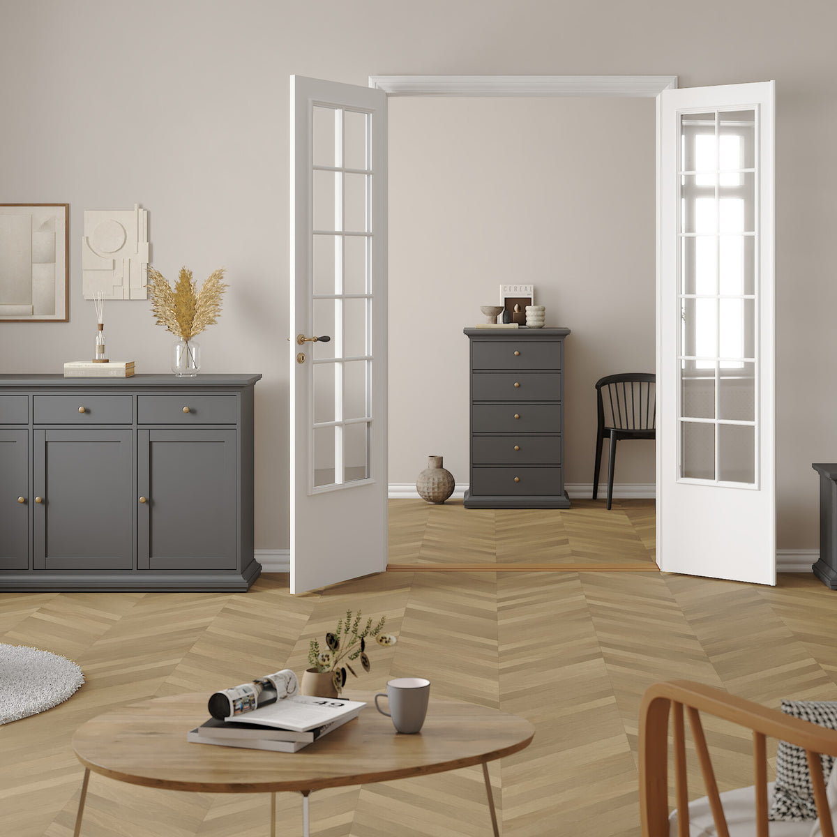 Primrose Chest 5 Drawers in Matt Grey
