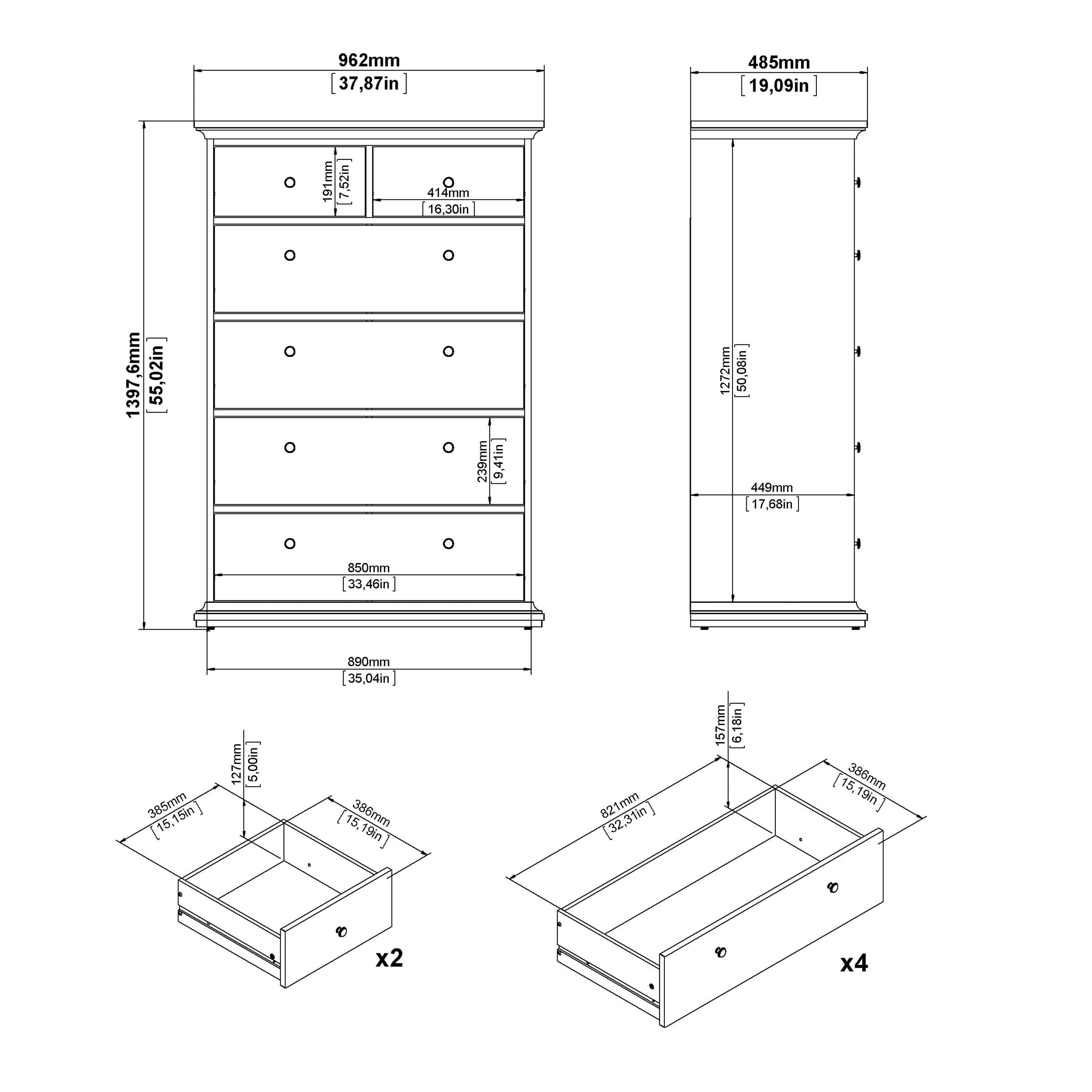 Primrose Chest of 6 Drawers in White
