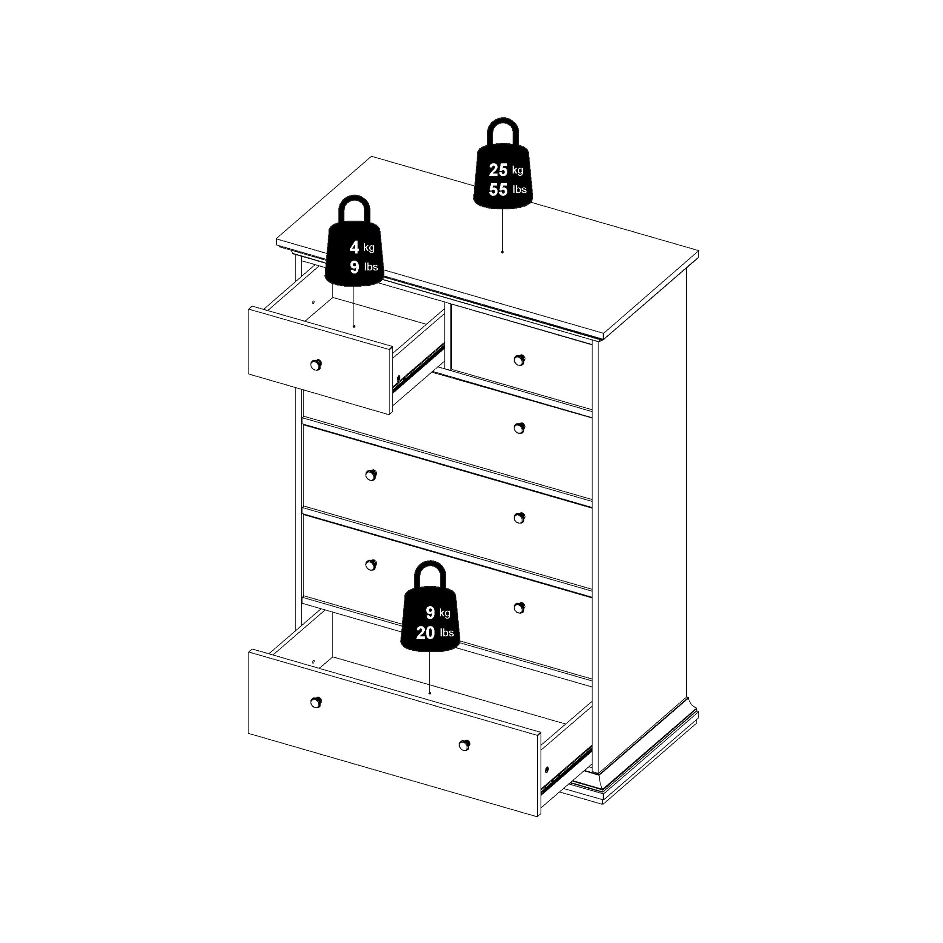 Primrose Chest of 6 Drawers in White