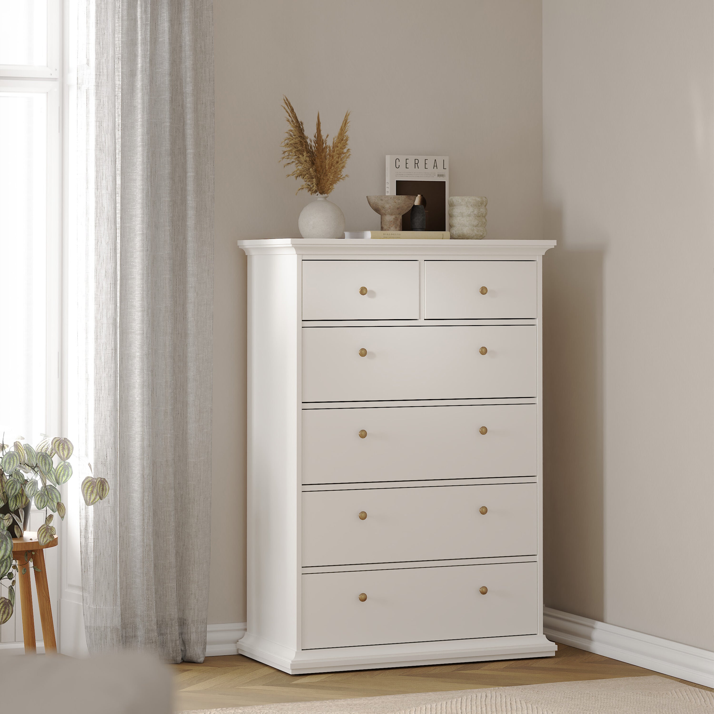 Primrose Chest of 6 Drawers in White