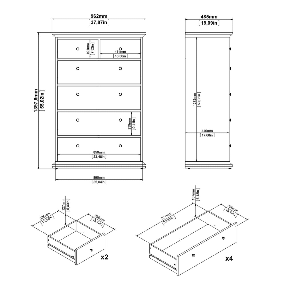 Primrose Chest of 6 Drawers in Matt Grey