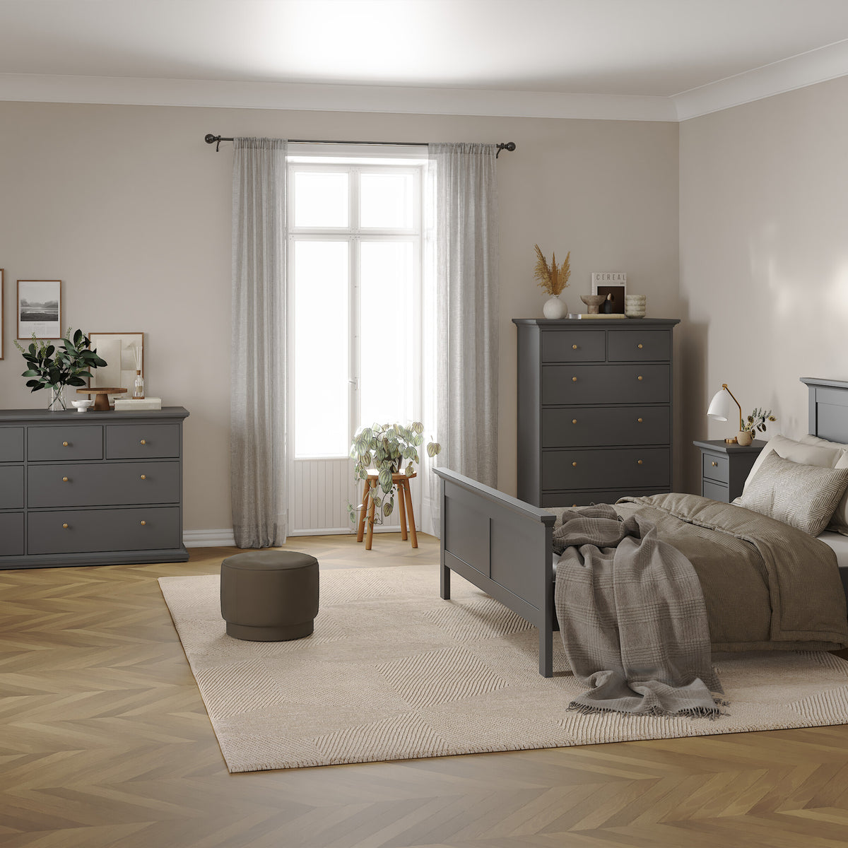 Primrose Chest of 6 Drawers in Matt Grey