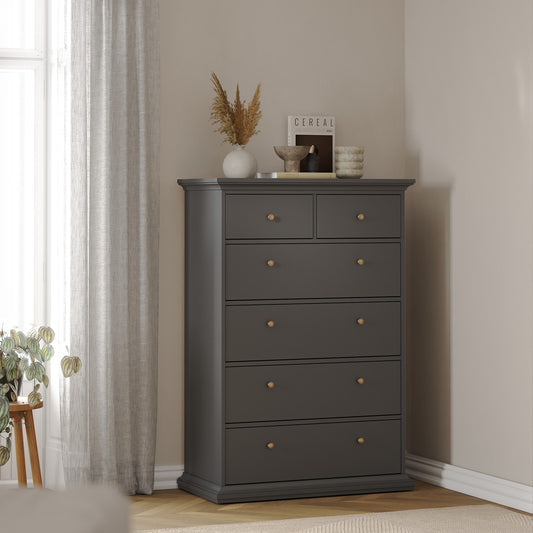 Primrose Chest of 6 Drawers in Matt Grey