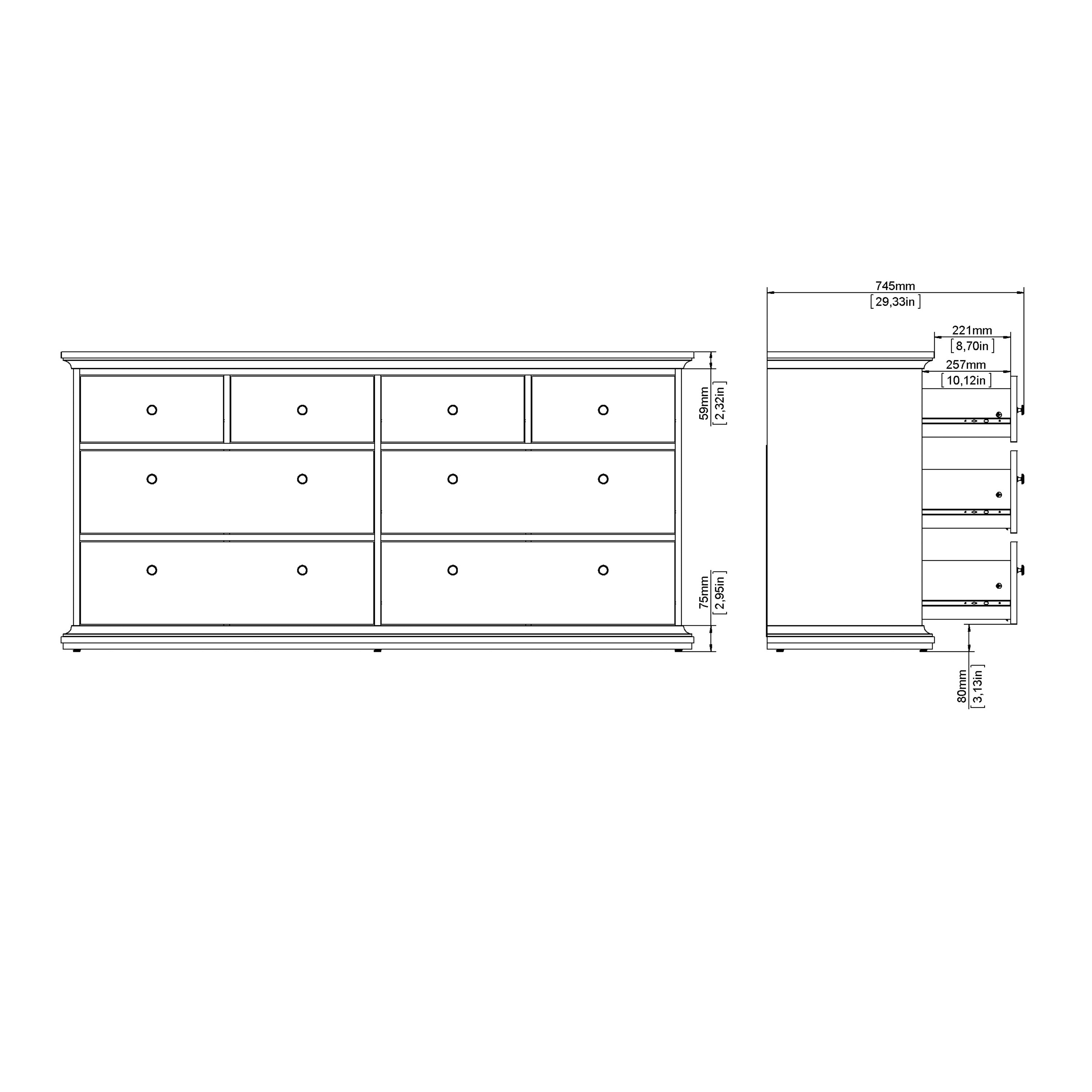 Primrose Chest of 8 Drawers in White