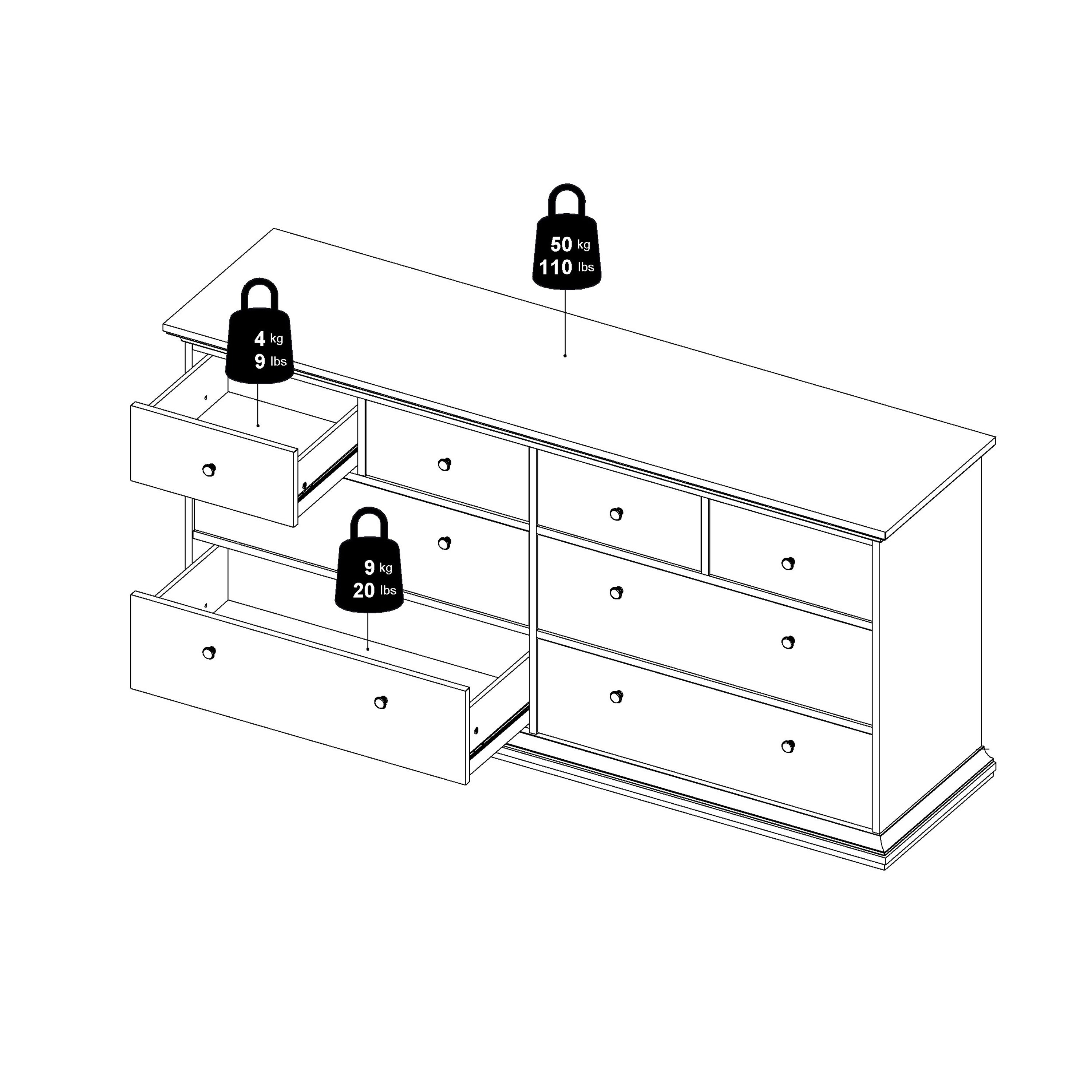 Primrose Chest of 8 Drawers in White