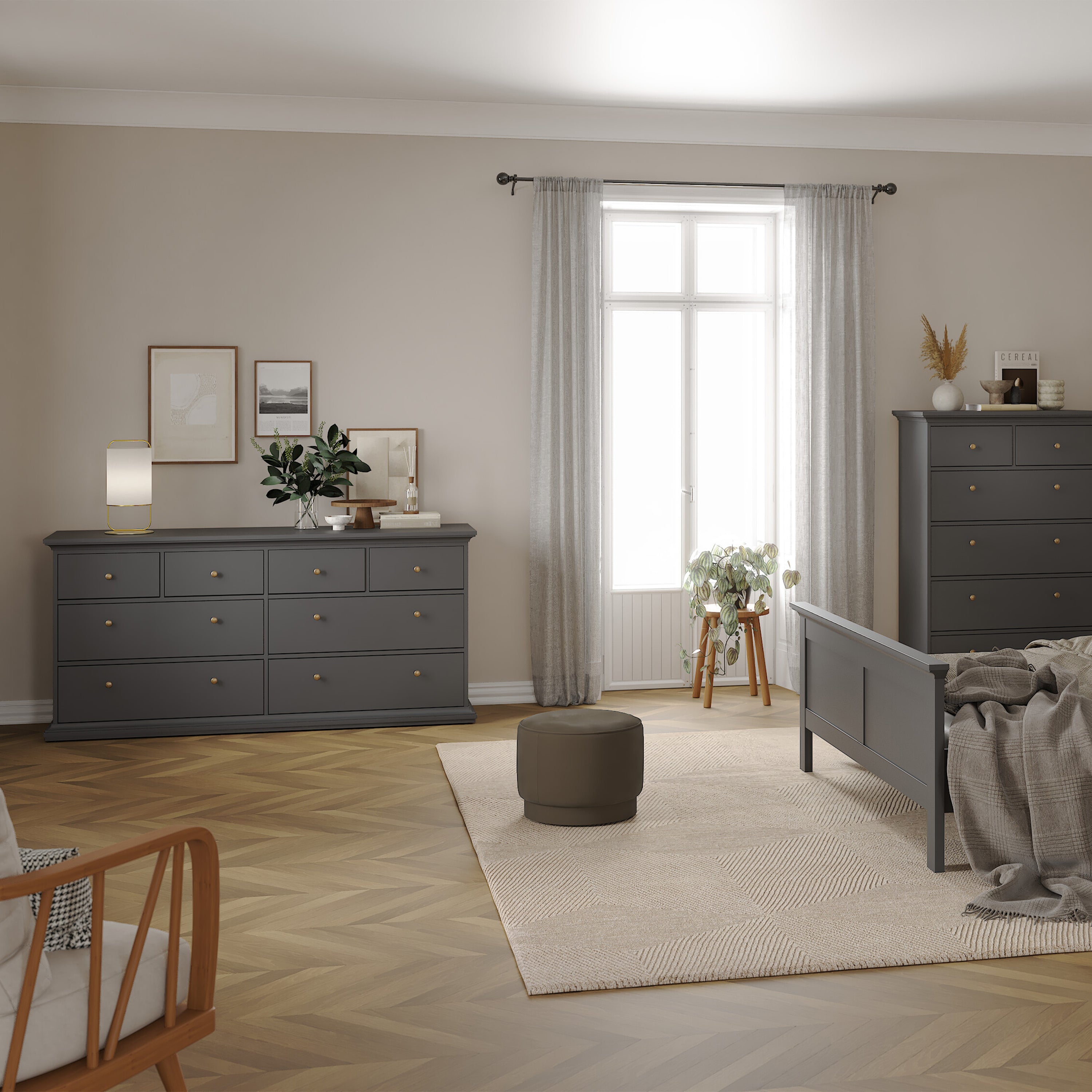 Primrose Chest of 8 Drawers in Matt Grey