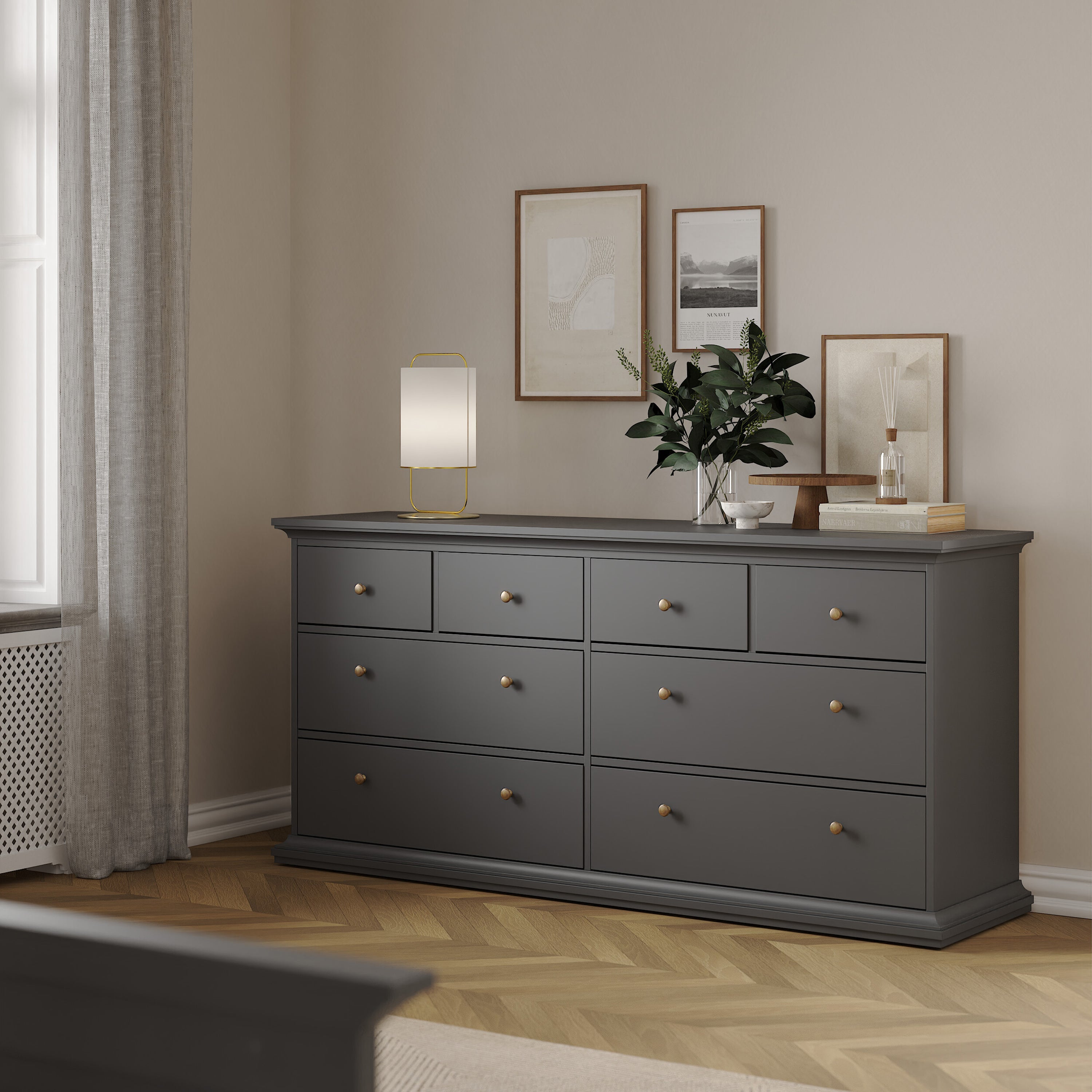 Primrose Chest of 8 Drawers in Matt Grey