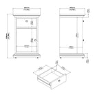 Primrose Bedside - 1 Door + 1 Drawer in White