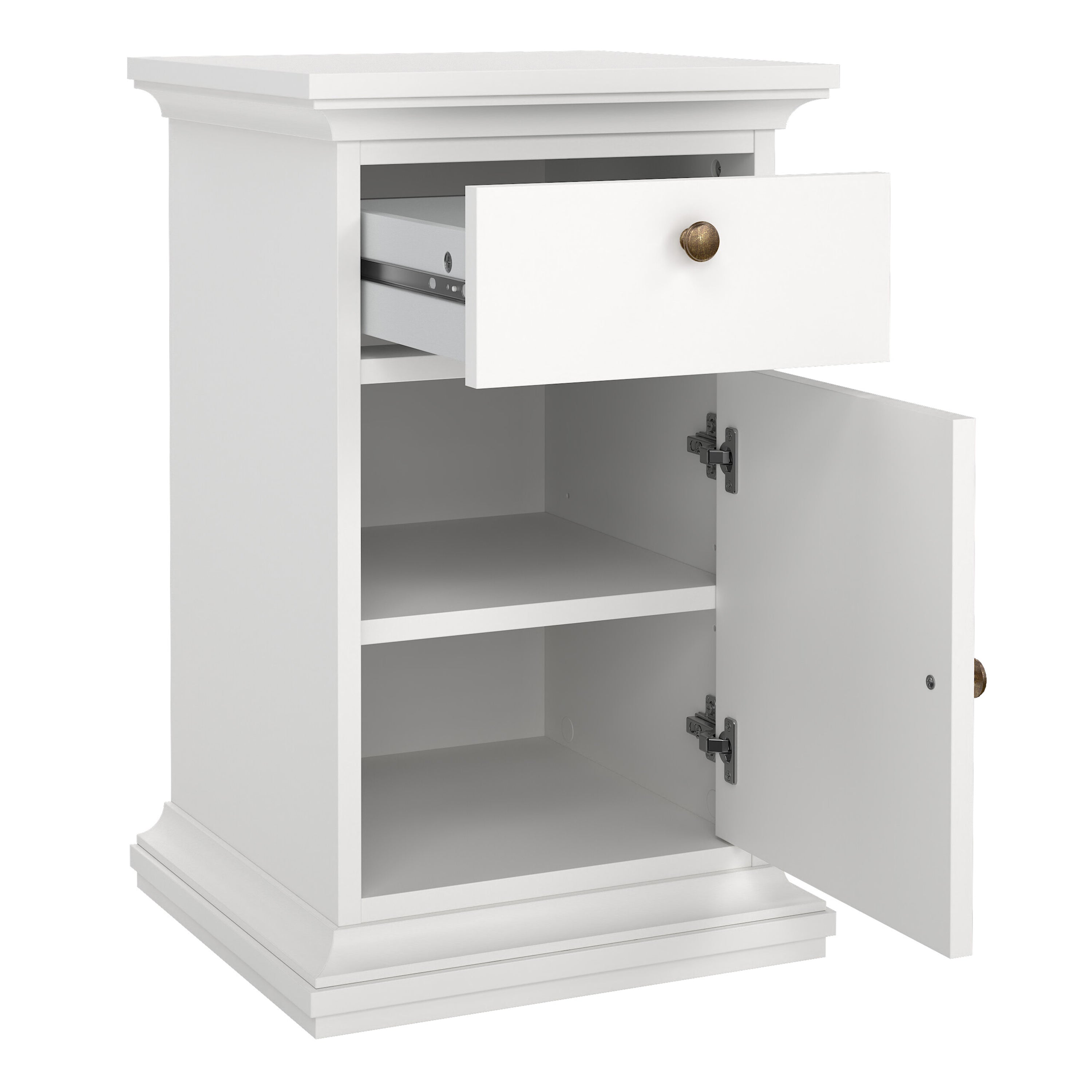 Primrose Bedside - 1 Door + 1 Drawer in White