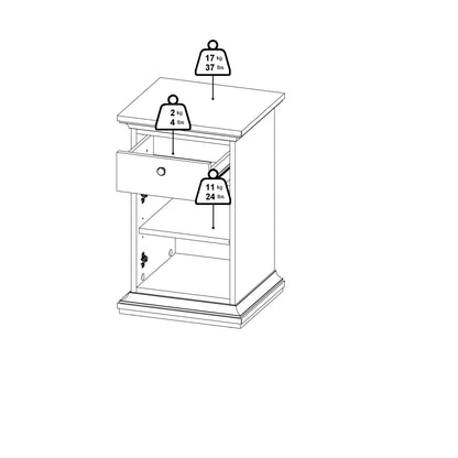 Primrose Bedside - 1 Door + 1 Drawer in Matt Grey