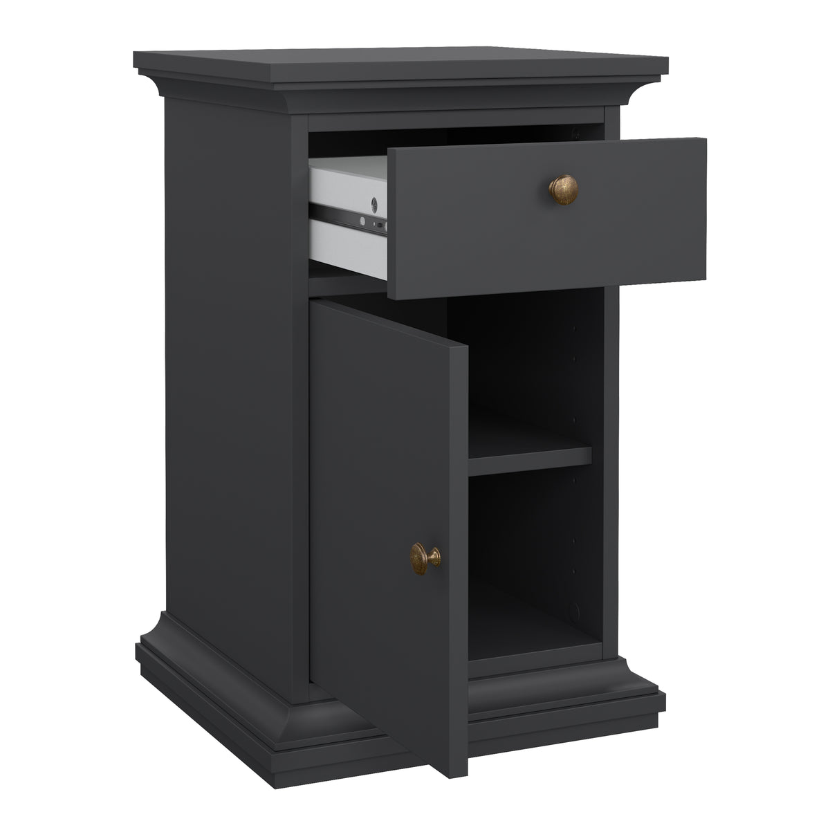 Primrose Bedside - 1 Door + 1 Drawer in Matt Grey