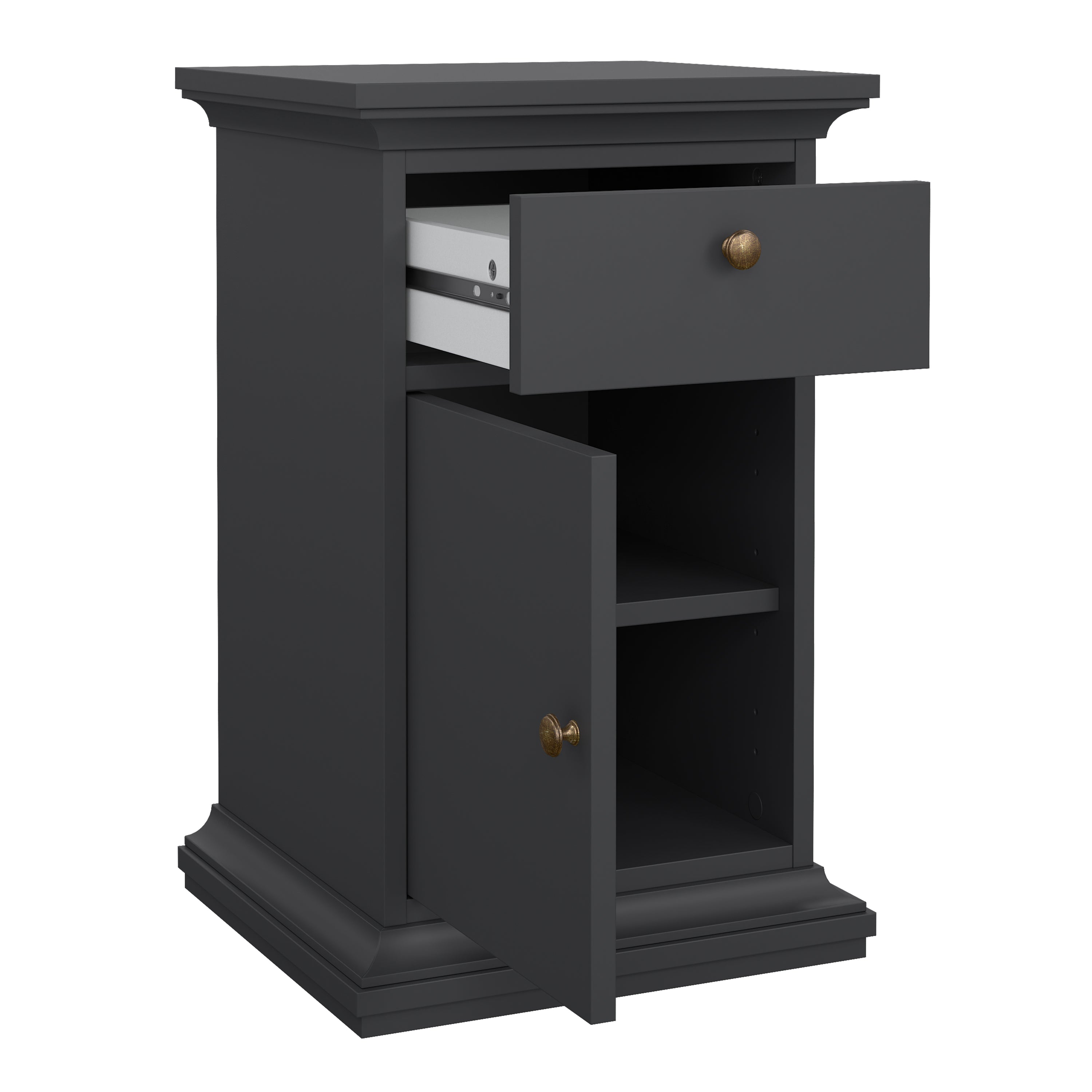 Primrose Bedside - 1 Door + 1 Drawer in Matt Grey