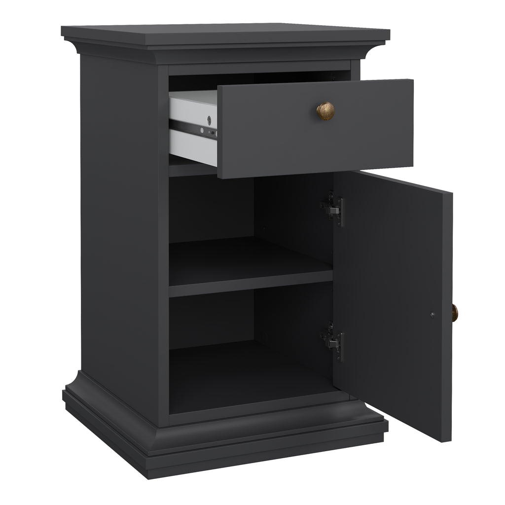 Primrose Bedside - 1 Door + 1 Drawer in Matt Grey