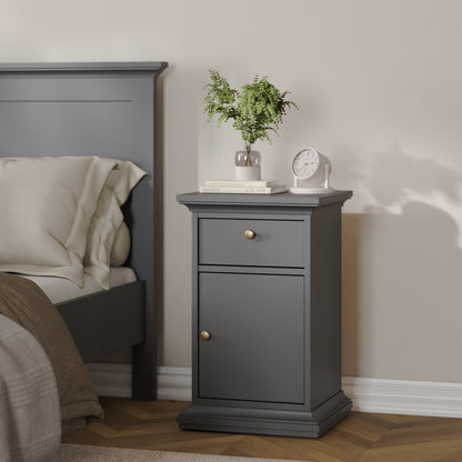 Primrose Bedside - 1 Door + 1 Drawer in Matt Grey