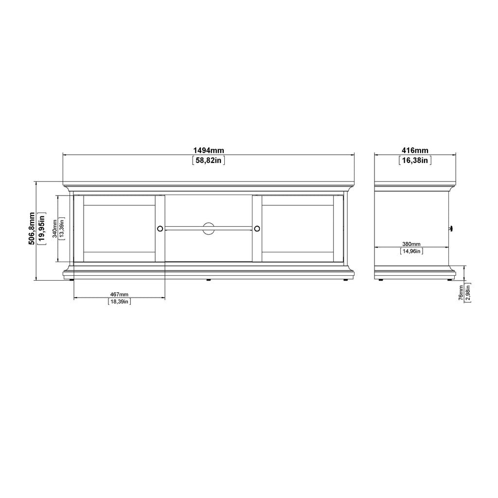 Primrose TV-unit 2 frame Doors in Matt Grey