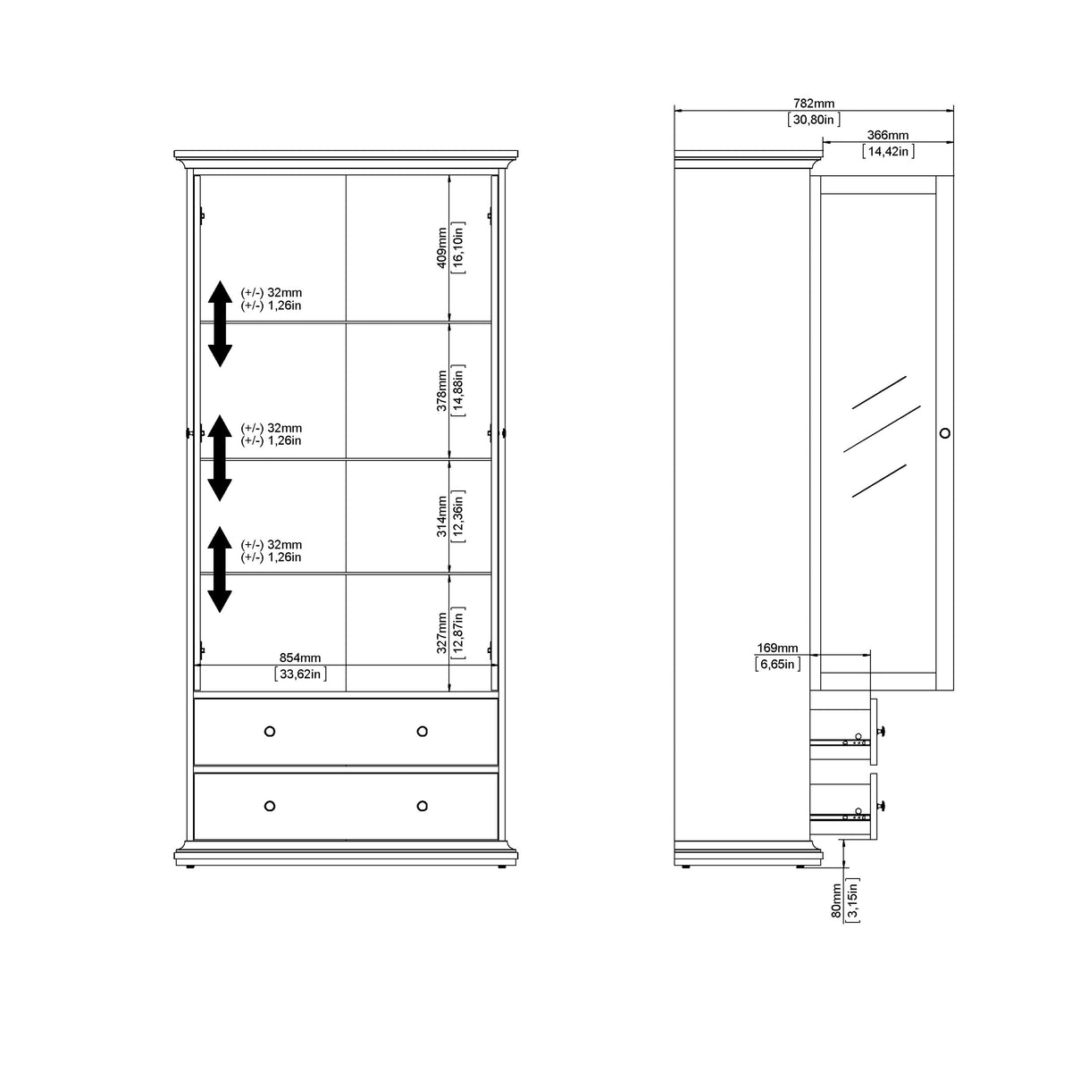 Primrose China cabinet in Matt Grey