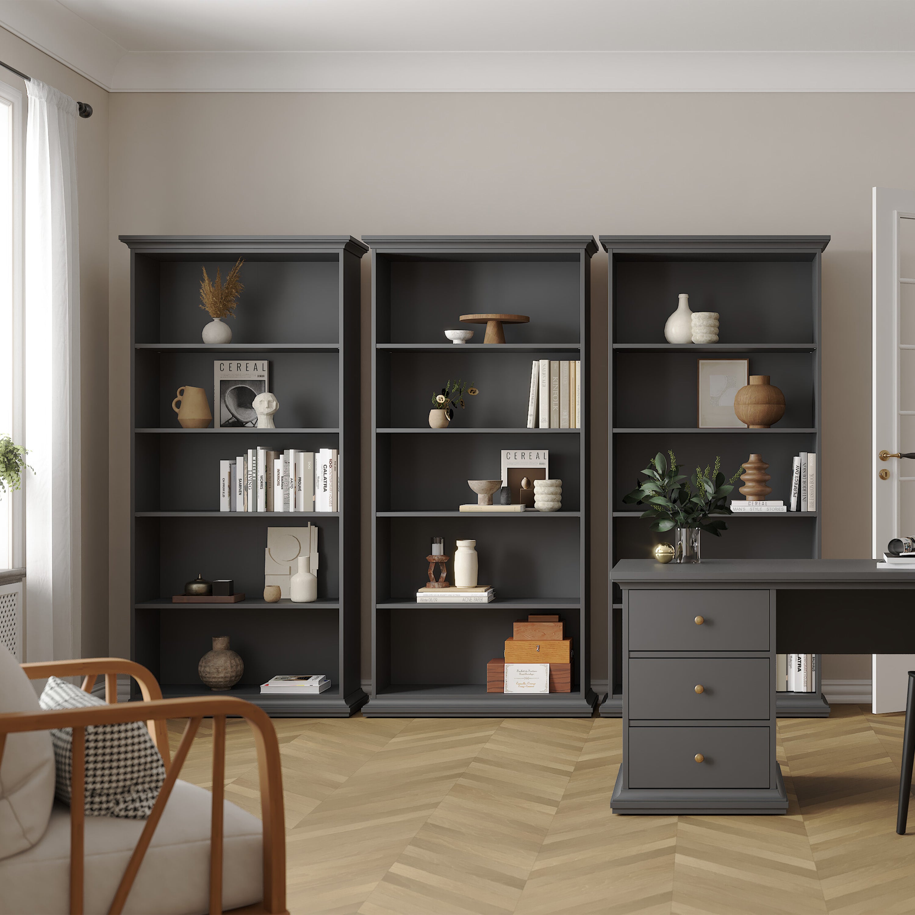 Primrose Tall Bookcase in Matt Grey