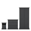 Primrose Bedroom Package - Bedside 2 Drawers + Chest of 4 Drawers + Wardrobe with 2 Doors Matt Grey