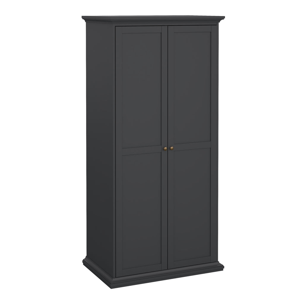 Primrose Bedroom Package - Bedside 2 Drawers + Chest of 4 Drawers + Wardrobe with 2 Doors Matt Grey