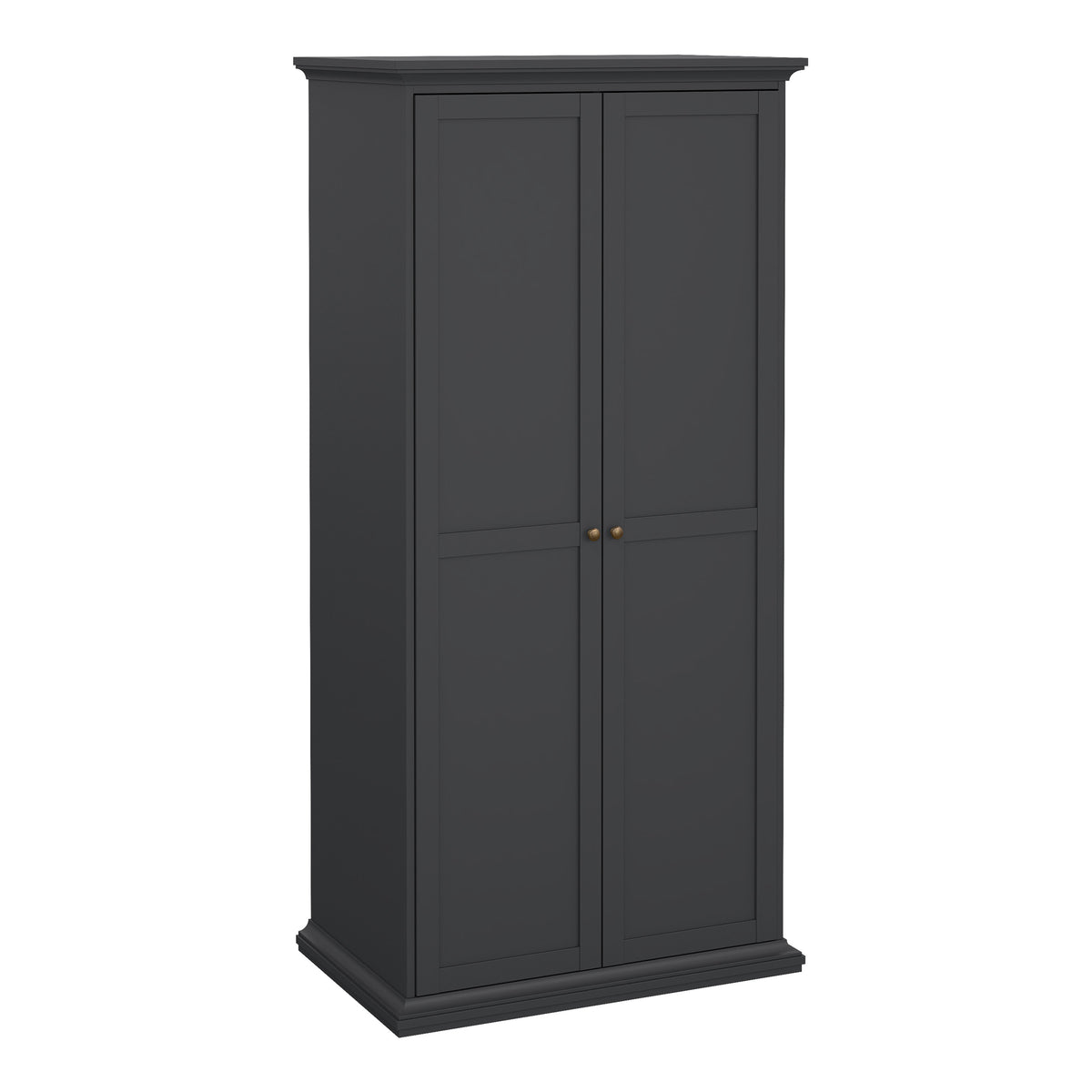 Primrose Bedroom Package - Bedside 2 Drawers + Chest of 4 Drawers + Wardrobe with 2 Doors Matt Grey