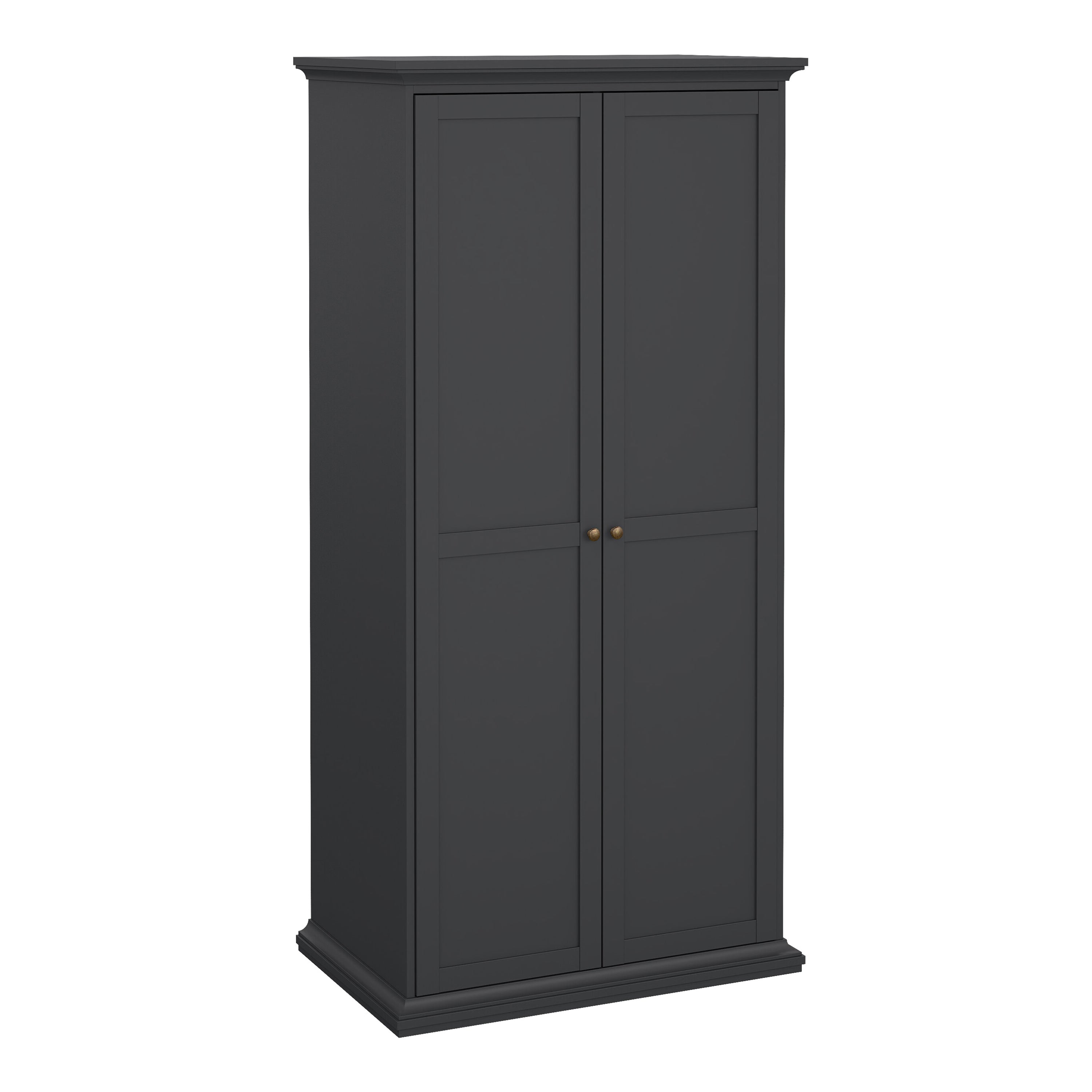 Primrose Bedroom Package - Bedside 2 Drawers + Chest of 4 Drawers + Wardrobe with 2 Doors Matt Grey