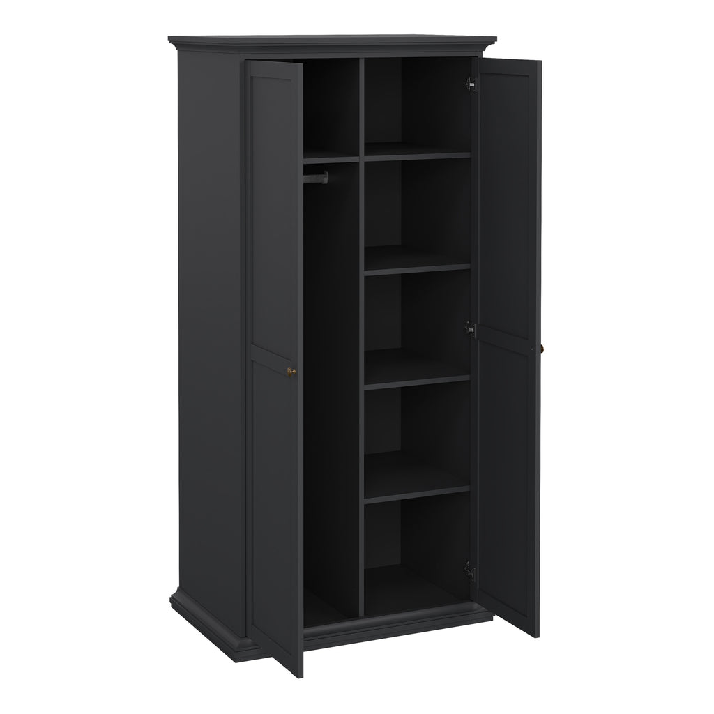 Primrose Bedroom Package - Bedside 2 Drawers + Chest of 4 Drawers + Wardrobe with 2 Doors Matt Grey