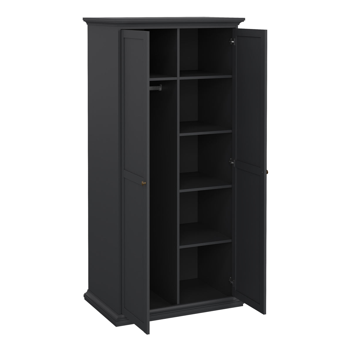 Primrose Bedroom Package - Bedside 2 Drawers + Chest of 4 Drawers + Wardrobe with 2 Doors Matt Grey
