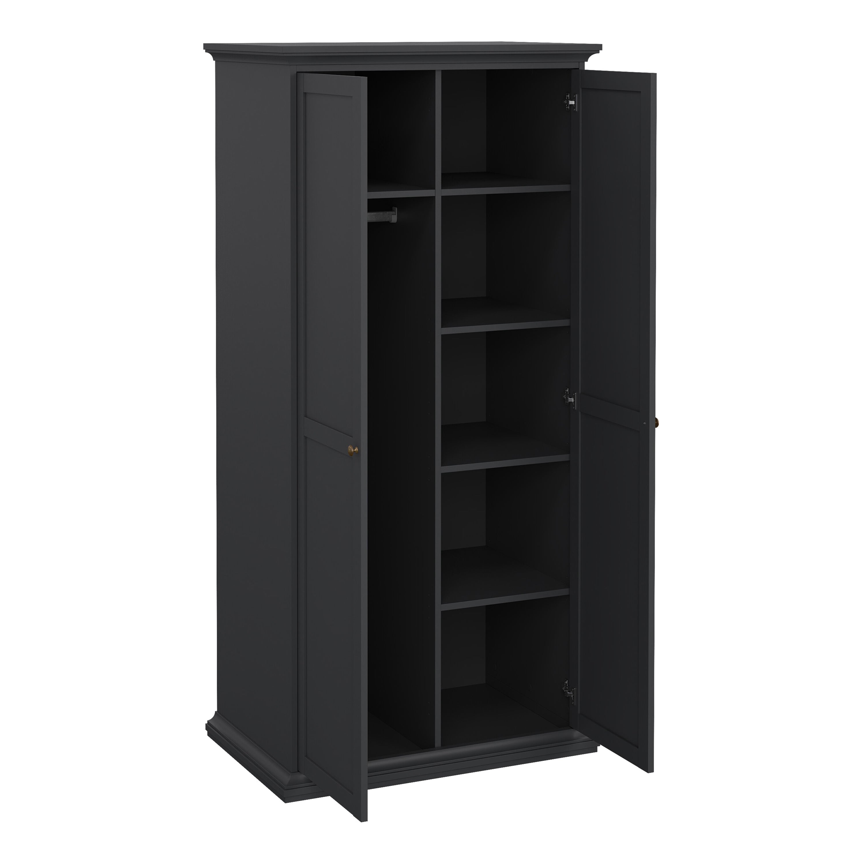 Primrose Bedroom Package - Bedside 2 Drawers + Chest of 4 Drawers + Wardrobe with 2 Doors Matt Grey