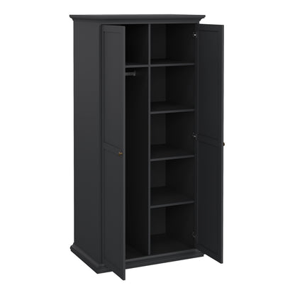 Primrose Bedroom Package - Bedside 2 Drawers + Chest of 4 Drawers + Wardrobe with 2 Doors Matt Grey