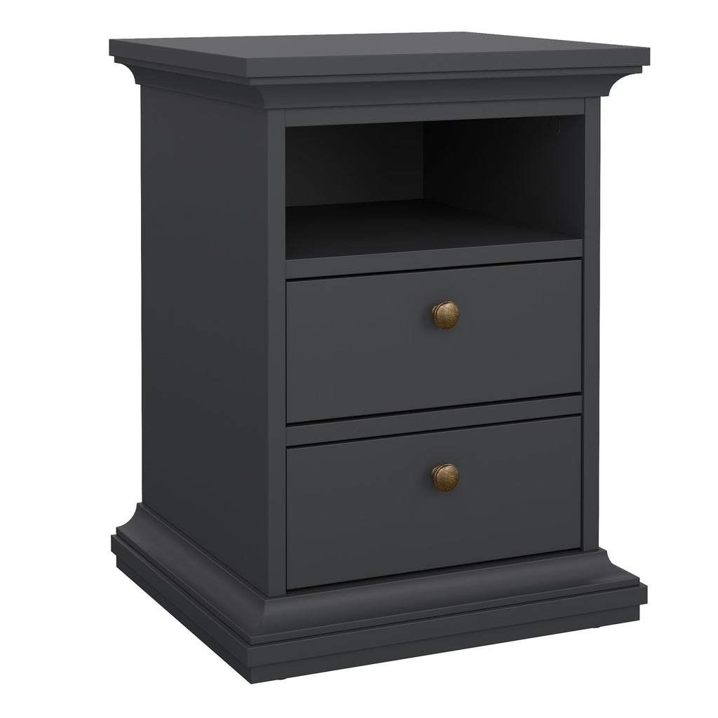 Primrose Bedroom Package - Bedside 2 Drawers + Chest of 4 Drawers + Wardrobe with 2 Doors Matt Grey