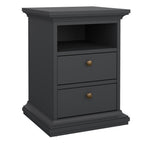 Primrose Bedroom Package - Bedside 2 Drawers + Chest of 4 Drawers + Wardrobe with 2 Doors Matt Grey