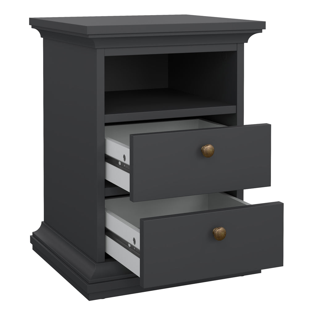 Primrose Bedroom Package - Bedside 2 Drawers + Chest of 4 Drawers + Wardrobe with 2 Doors Matt Grey
