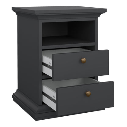 Primrose Bedroom Package - Bedside 2 Drawers + Chest of 4 Drawers + Wardrobe with 2 Doors Matt Grey