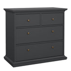 Primrose Bedroom Package - Bedside 2 Drawers + Chest of 4 Drawers + Wardrobe with 2 Doors Matt Grey