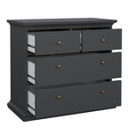 Primrose Bedroom Package - Bedside 2 Drawers + Chest of 4 Drawers + Wardrobe with 2 Doors Matt Grey